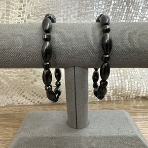 2 Sets‎ of Hematite Magnetic Bracelets Stone New Age Grounding Fashion Jewelry
